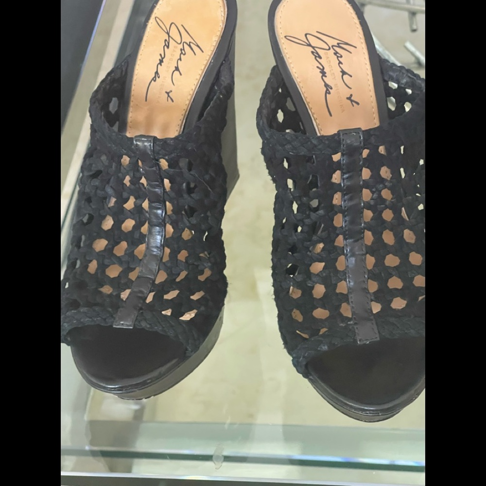 Badgley  mishka wedge leather heels 61/2